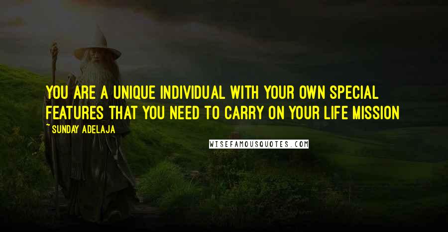 Sunday Adelaja Quotes: You are a unique individual with your own special features that you need to carry on your life mission