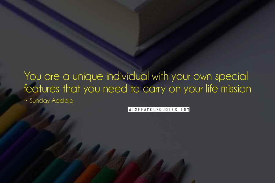 Sunday Adelaja Quotes: You are a unique individual with your own special features that you need to carry on your life mission