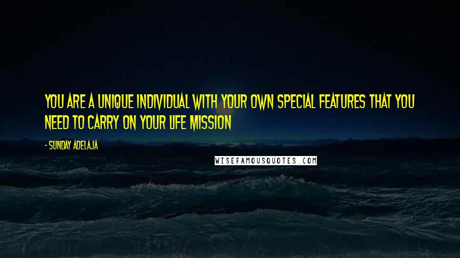 Sunday Adelaja Quotes: You are a unique individual with your own special features that you need to carry on your life mission