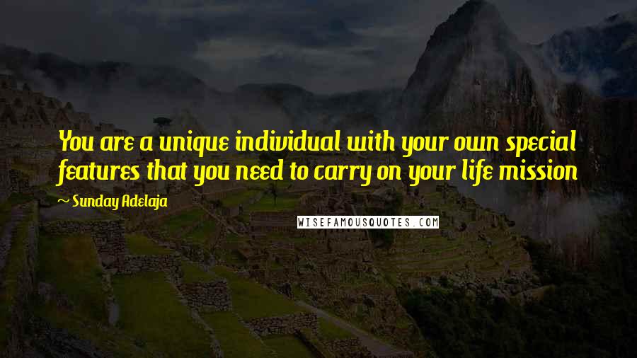 Sunday Adelaja Quotes: You are a unique individual with your own special features that you need to carry on your life mission