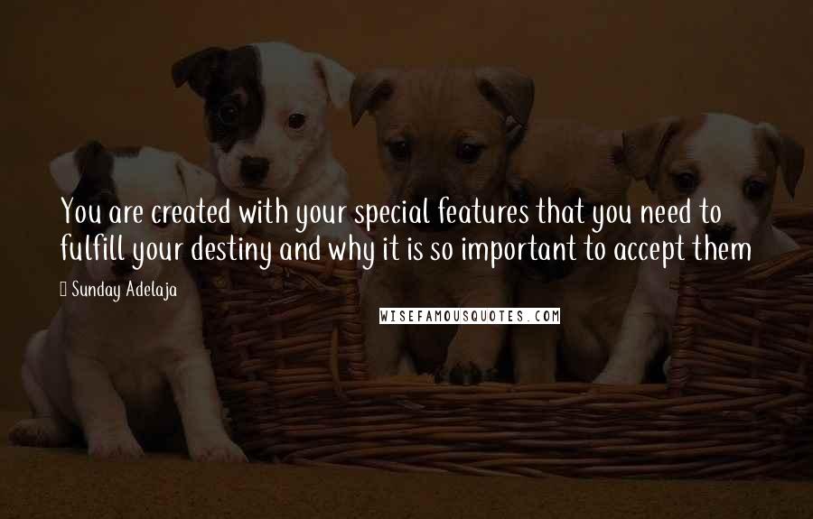 Sunday Adelaja Quotes: You are created with your special features that you need to fulfill your destiny and why it is so important to accept them