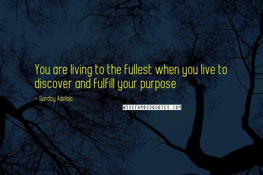 Sunday Adelaja Quotes: You are living to the fullest when you live to discover and fulfill your purpose