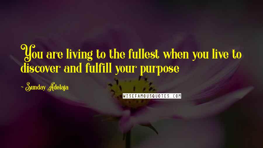 Sunday Adelaja Quotes: You are living to the fullest when you live to discover and fulfill your purpose