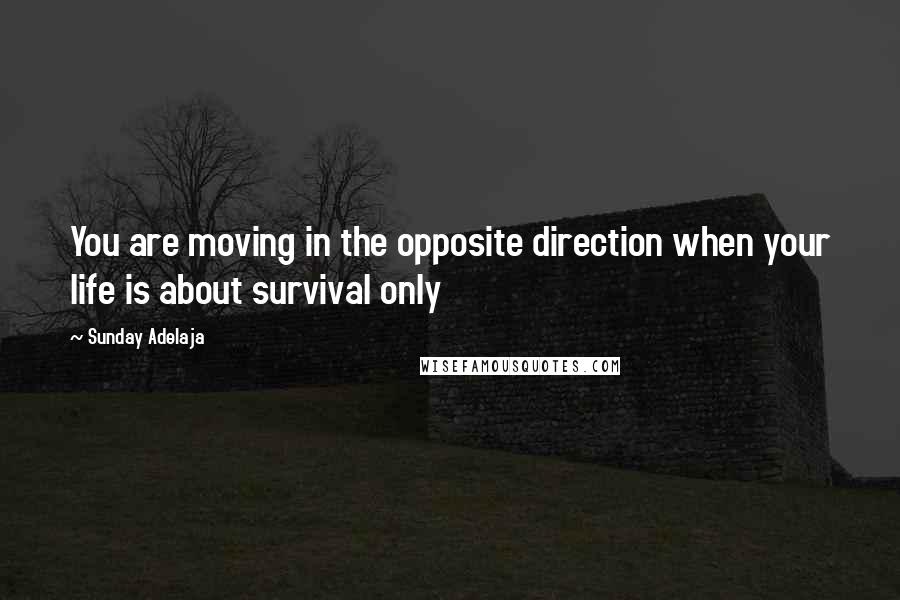 Sunday Adelaja Quotes: You are moving in the opposite direction when your life is about survival only