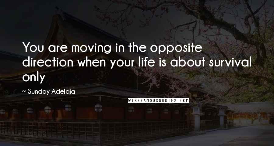 Sunday Adelaja Quotes: You are moving in the opposite direction when your life is about survival only