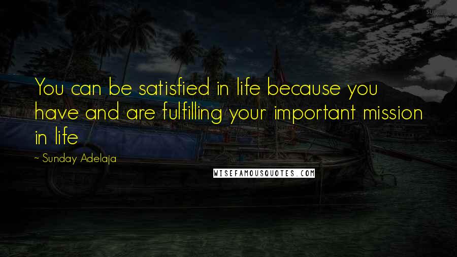 Sunday Adelaja Quotes: You can be satisfied in life because you have and are fulfilling your important mission in life