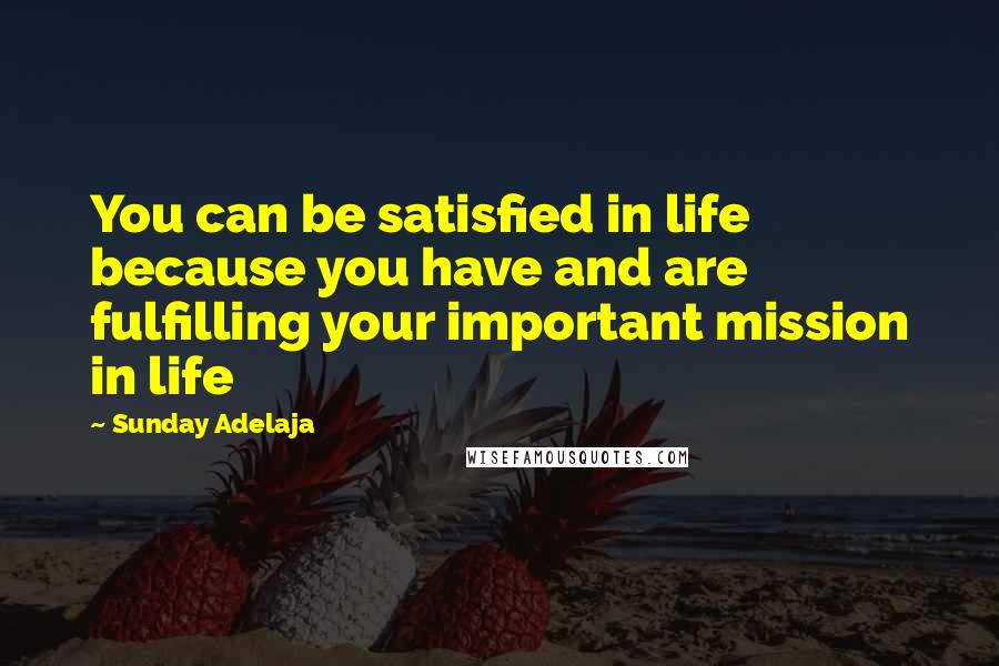 Sunday Adelaja Quotes: You can be satisfied in life because you have and are fulfilling your important mission in life