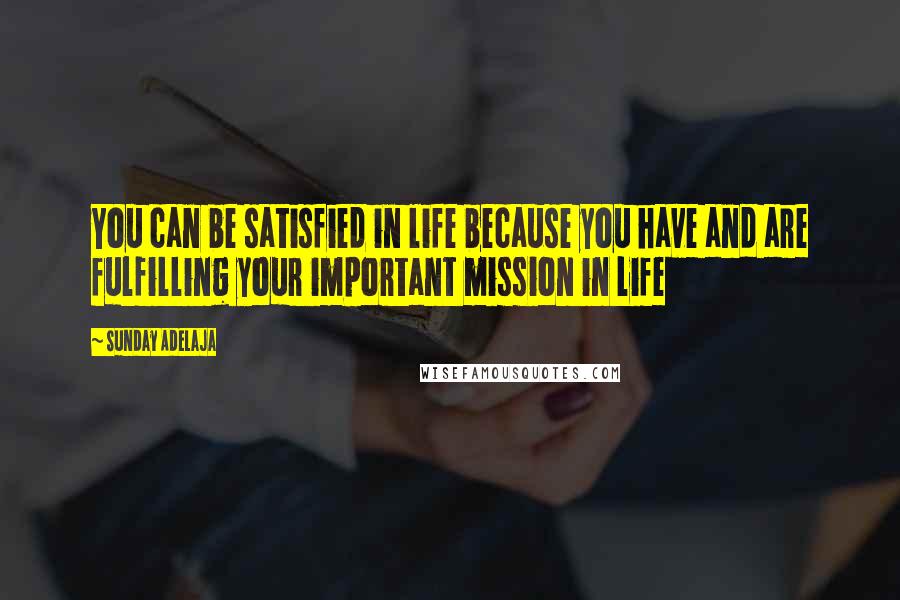 Sunday Adelaja Quotes: You can be satisfied in life because you have and are fulfilling your important mission in life