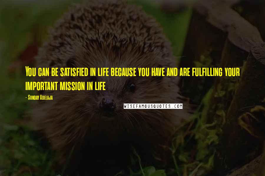 Sunday Adelaja Quotes: You can be satisfied in life because you have and are fulfilling your important mission in life