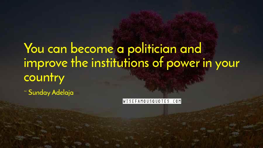 Sunday Adelaja Quotes: You can become a politician and improve the institutions of power in your country