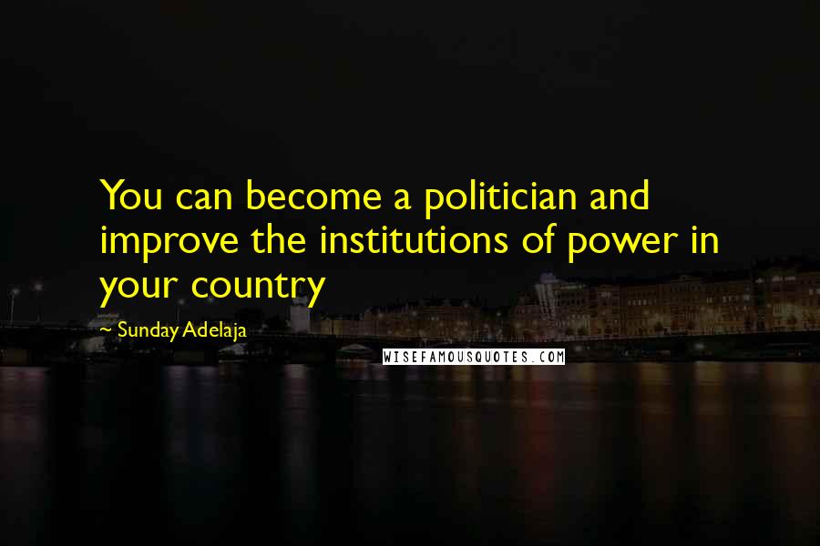 Sunday Adelaja Quotes: You can become a politician and improve the institutions of power in your country