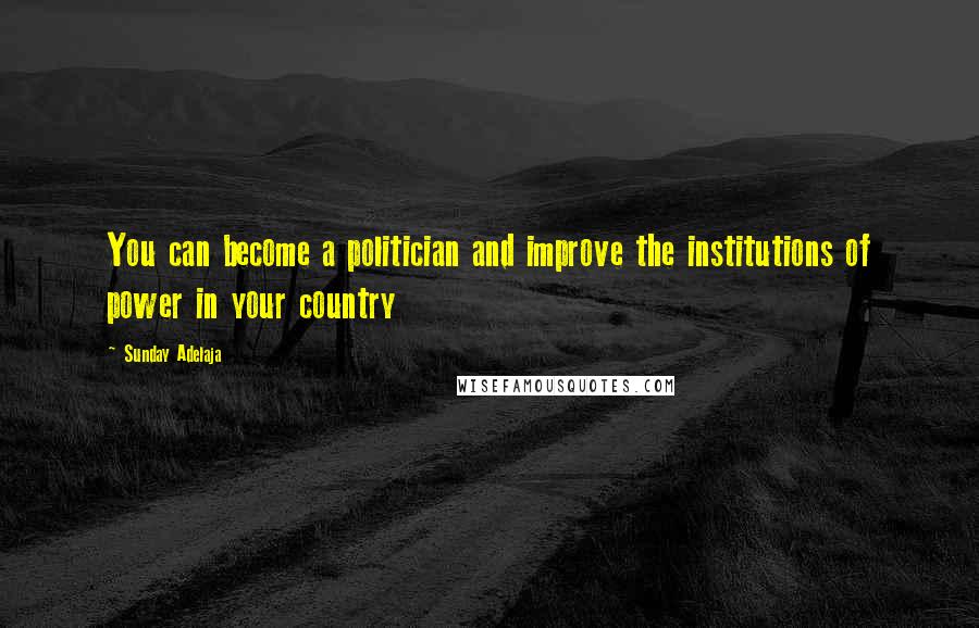 Sunday Adelaja Quotes: You can become a politician and improve the institutions of power in your country