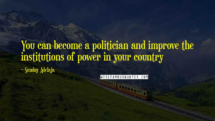 Sunday Adelaja Quotes: You can become a politician and improve the institutions of power in your country