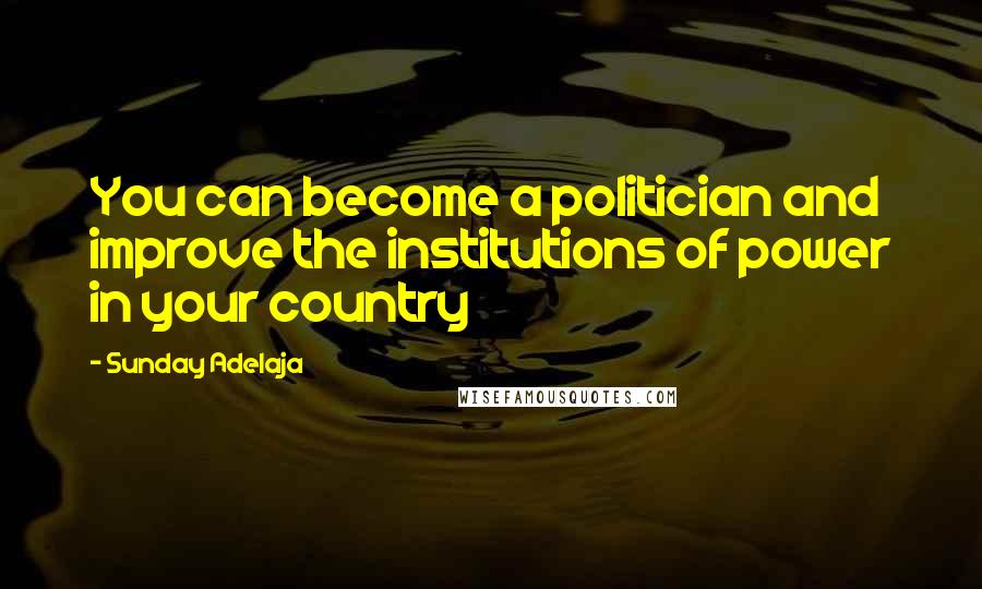 Sunday Adelaja Quotes: You can become a politician and improve the institutions of power in your country