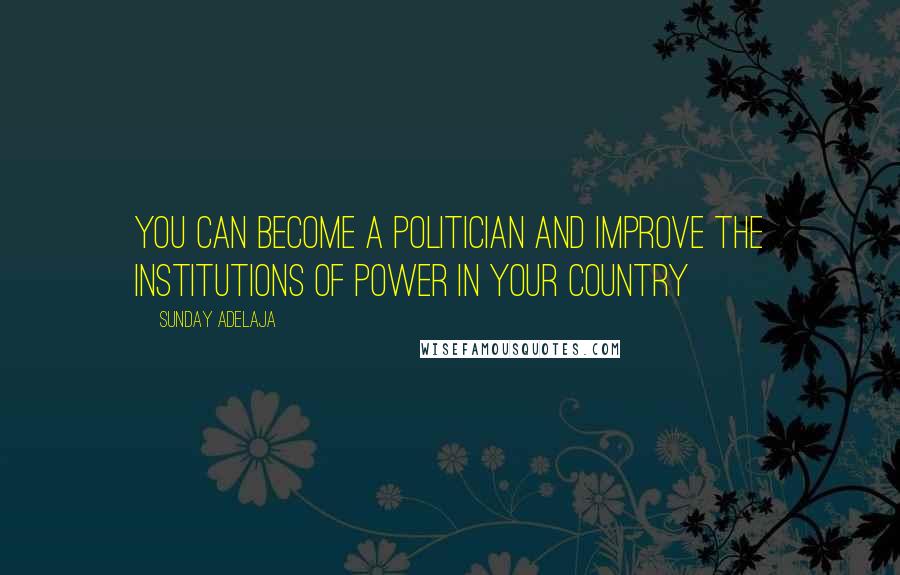 Sunday Adelaja Quotes: You can become a politician and improve the institutions of power in your country