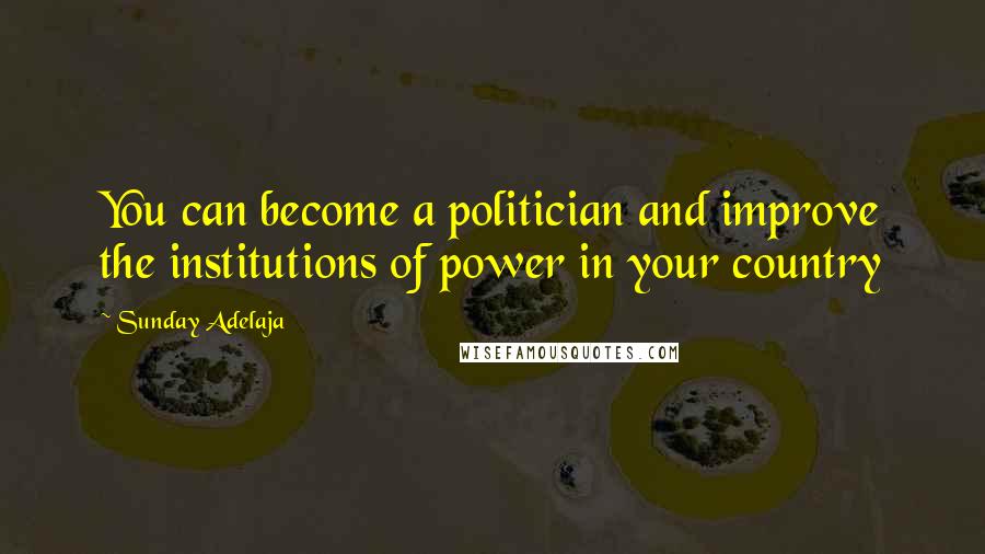 Sunday Adelaja Quotes: You can become a politician and improve the institutions of power in your country