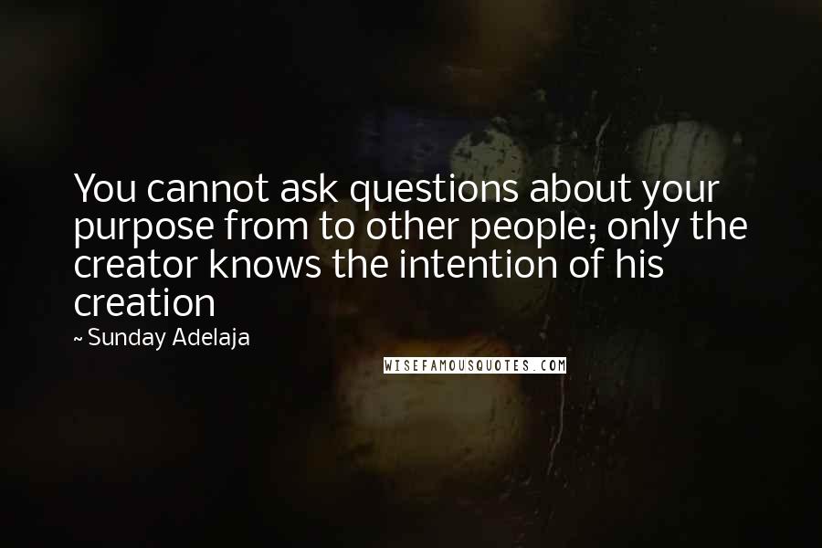 Sunday Adelaja Quotes: You cannot ask questions about your purpose from to other people; only the creator knows the intention of his creation