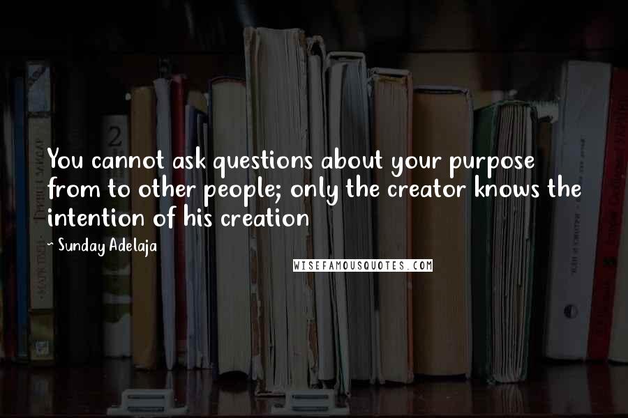Sunday Adelaja Quotes: You cannot ask questions about your purpose from to other people; only the creator knows the intention of his creation