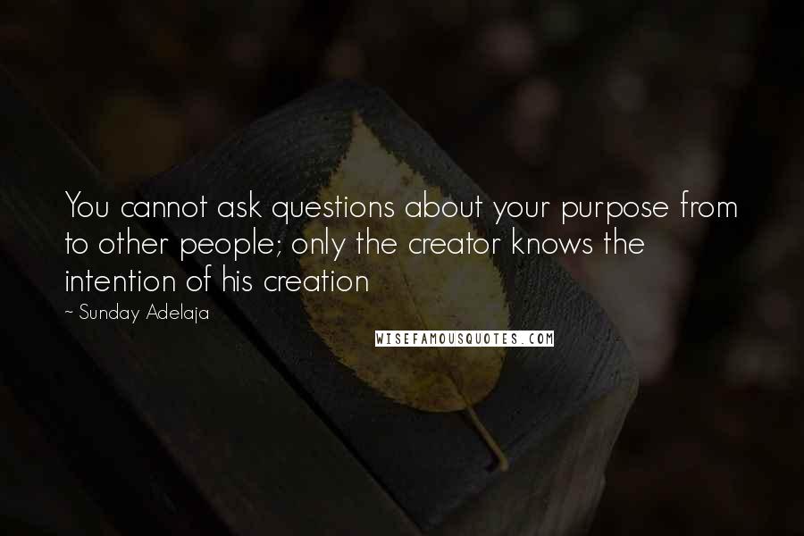 Sunday Adelaja Quotes: You cannot ask questions about your purpose from to other people; only the creator knows the intention of his creation