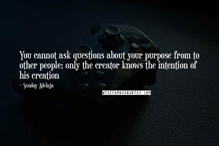 Sunday Adelaja Quotes: You cannot ask questions about your purpose from to other people; only the creator knows the intention of his creation