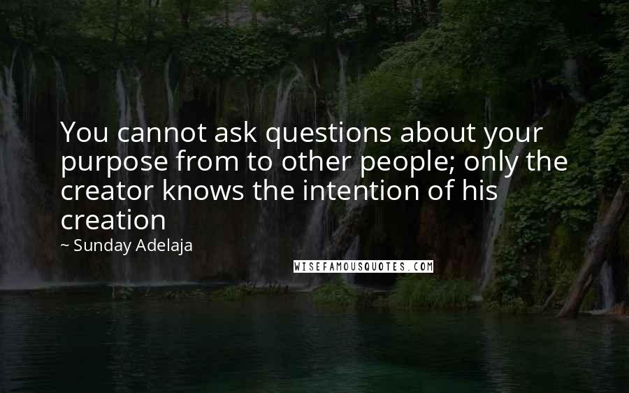 Sunday Adelaja Quotes: You cannot ask questions about your purpose from to other people; only the creator knows the intention of his creation