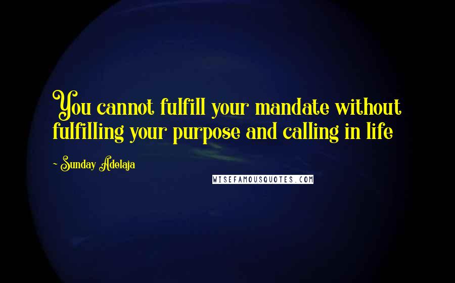 Sunday Adelaja Quotes: You cannot fulfill your mandate without fulfilling your purpose and calling in life