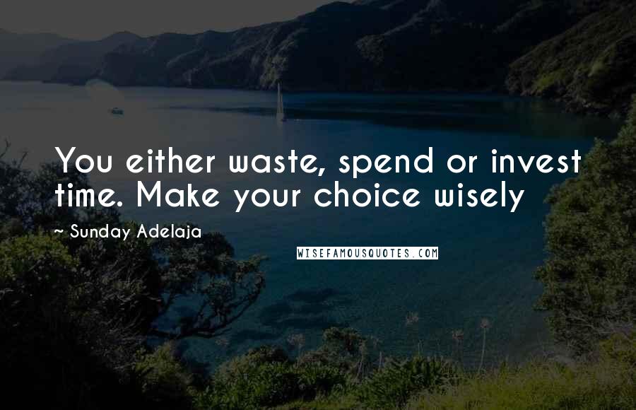 Sunday Adelaja Quotes: You either waste, spend or invest time. Make your choice wisely