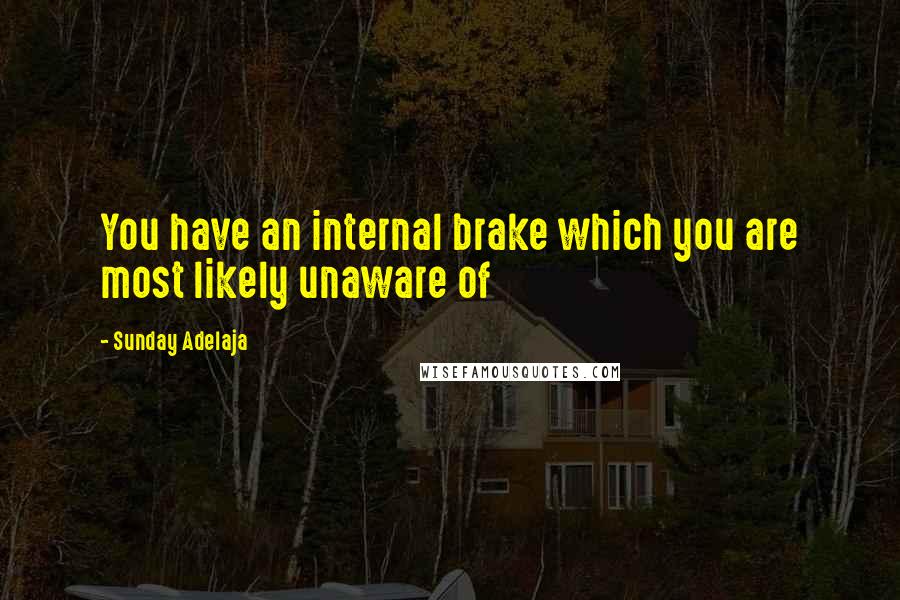 Sunday Adelaja Quotes: You have an internal brake which you are most likely unaware of