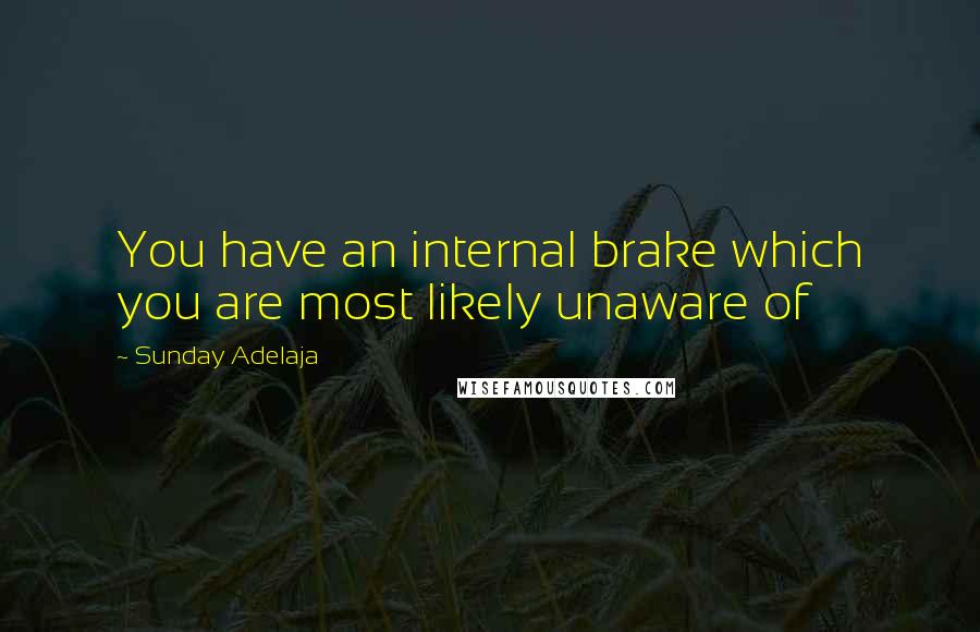 Sunday Adelaja Quotes: You have an internal brake which you are most likely unaware of