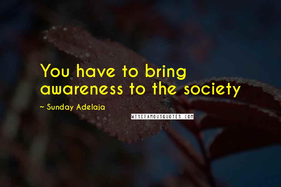 Sunday Adelaja Quotes: You have to bring awareness to the society