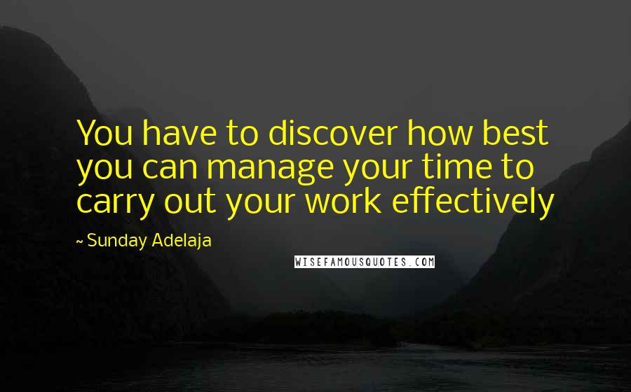 Sunday Adelaja Quotes: You have to discover how best you can manage your time to carry out your work effectively