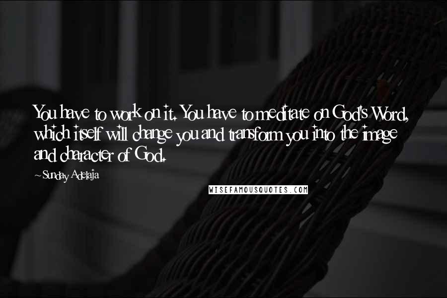 Sunday Adelaja Quotes: You have to work on it. You have to meditate on God's Word, which itself will change you and transform you into the image and character of God.