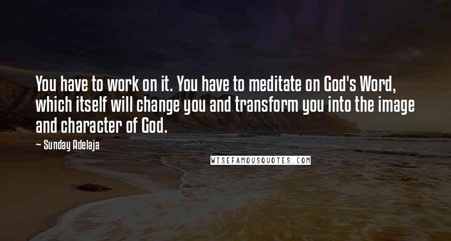 Sunday Adelaja Quotes: You have to work on it. You have to meditate on God's Word, which itself will change you and transform you into the image and character of God.