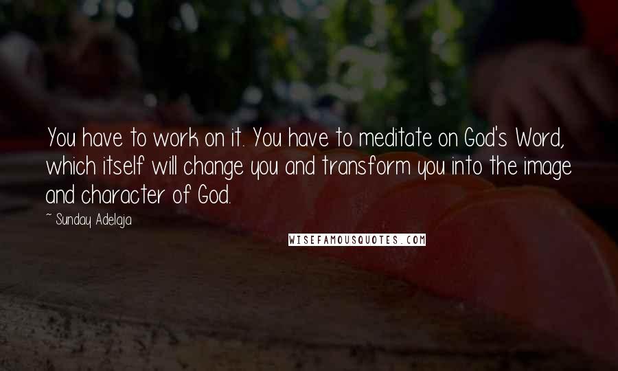 Sunday Adelaja Quotes: You have to work on it. You have to meditate on God's Word, which itself will change you and transform you into the image and character of God.