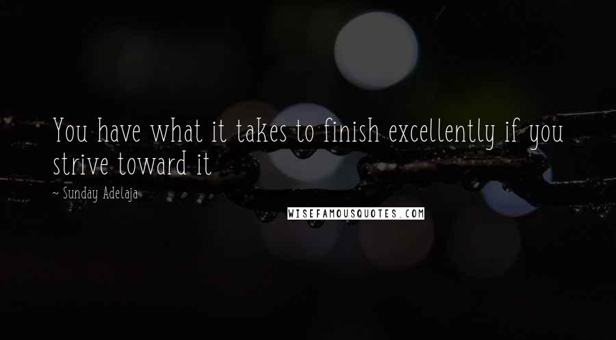 Sunday Adelaja Quotes: You have what it takes to finish excellently if you strive toward it