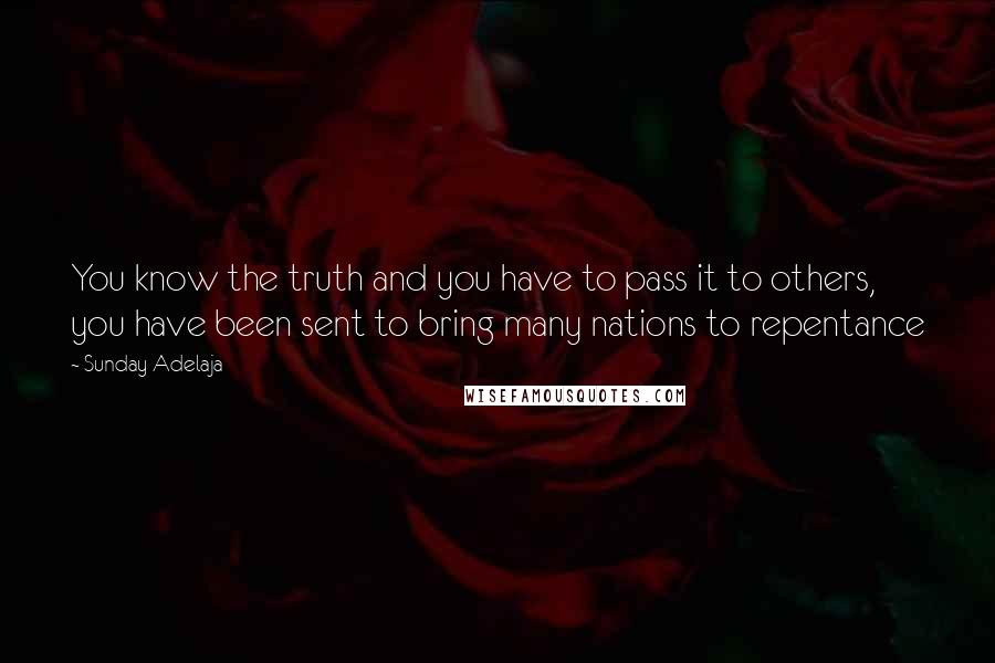 Sunday Adelaja Quotes: You know the truth and you have to pass it to others, you have been sent to bring many nations to repentance