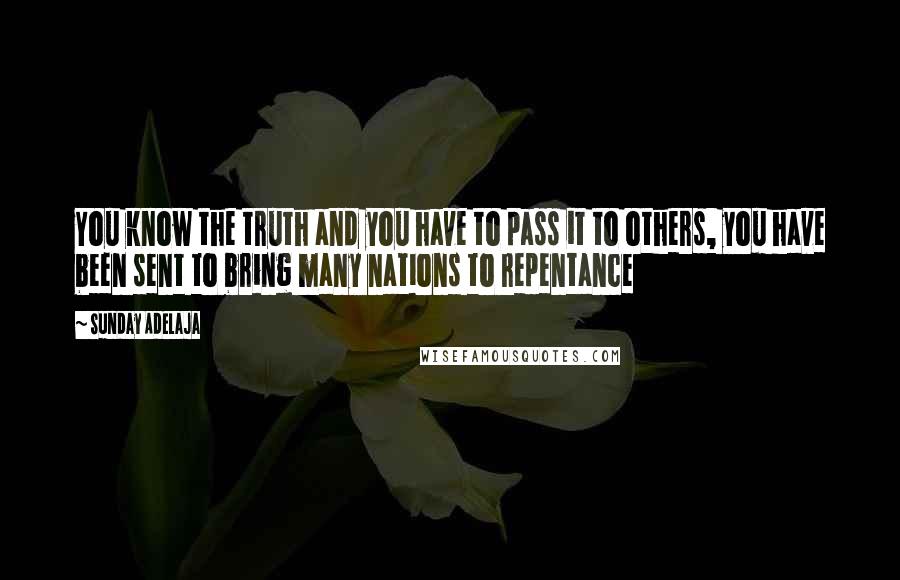 Sunday Adelaja Quotes: You know the truth and you have to pass it to others, you have been sent to bring many nations to repentance