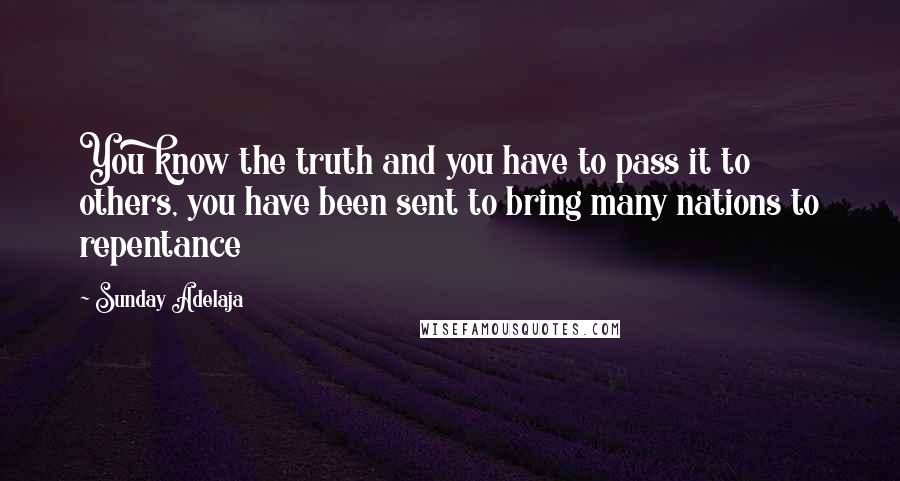 Sunday Adelaja Quotes: You know the truth and you have to pass it to others, you have been sent to bring many nations to repentance