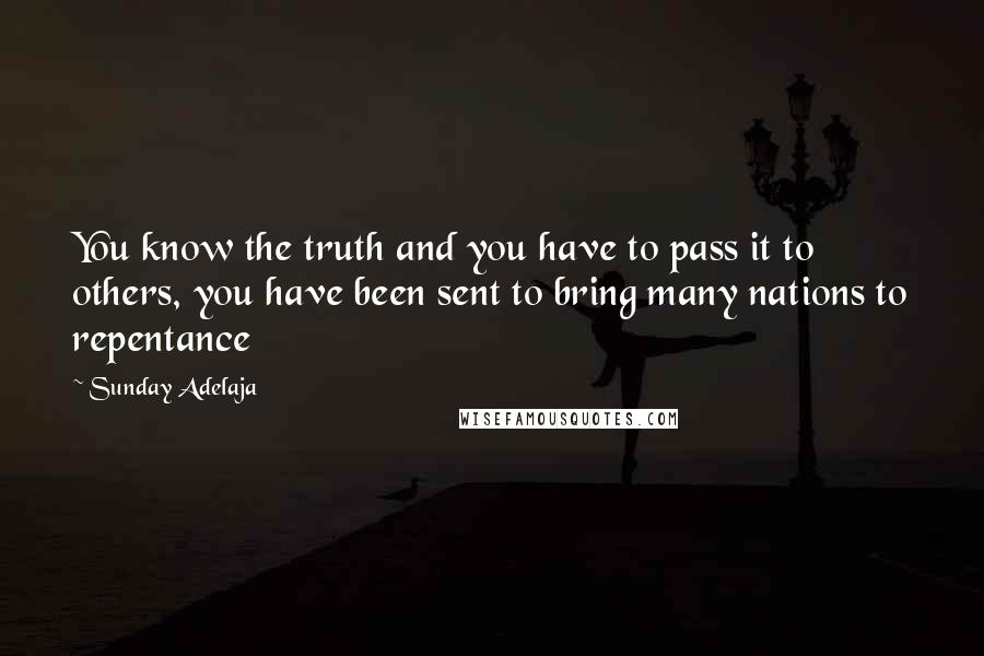 Sunday Adelaja Quotes: You know the truth and you have to pass it to others, you have been sent to bring many nations to repentance