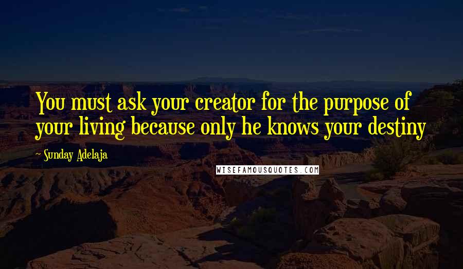 Sunday Adelaja Quotes: You must ask your creator for the purpose of your living because only he knows your destiny