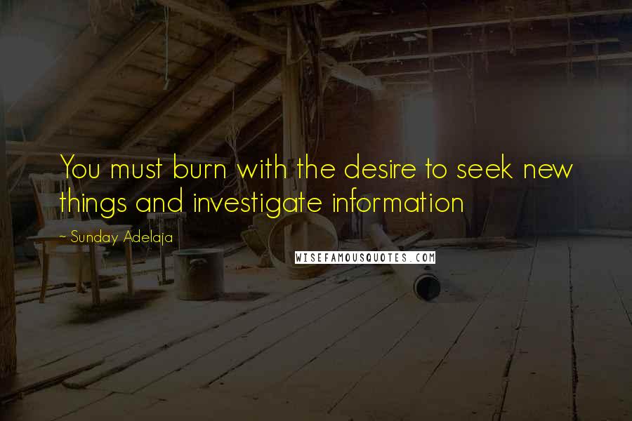 Sunday Adelaja Quotes: You must burn with the desire to seek new things and investigate information