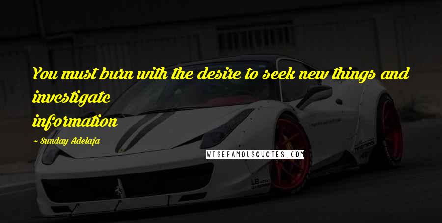 Sunday Adelaja Quotes: You must burn with the desire to seek new things and investigate information
