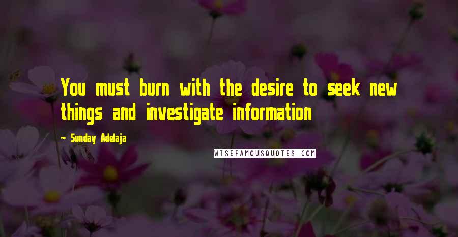 Sunday Adelaja Quotes: You must burn with the desire to seek new things and investigate information