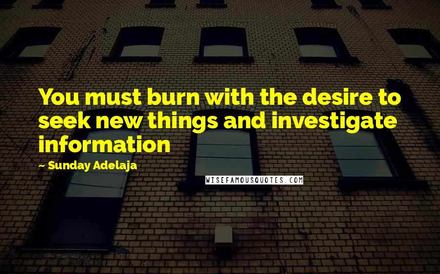 Sunday Adelaja Quotes: You must burn with the desire to seek new things and investigate information