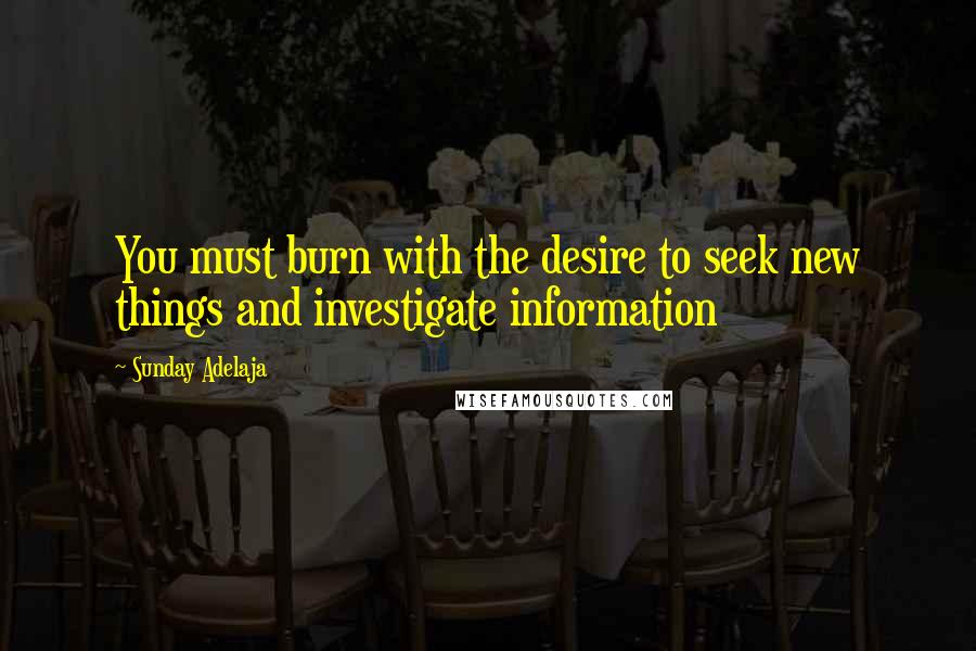 Sunday Adelaja Quotes: You must burn with the desire to seek new things and investigate information