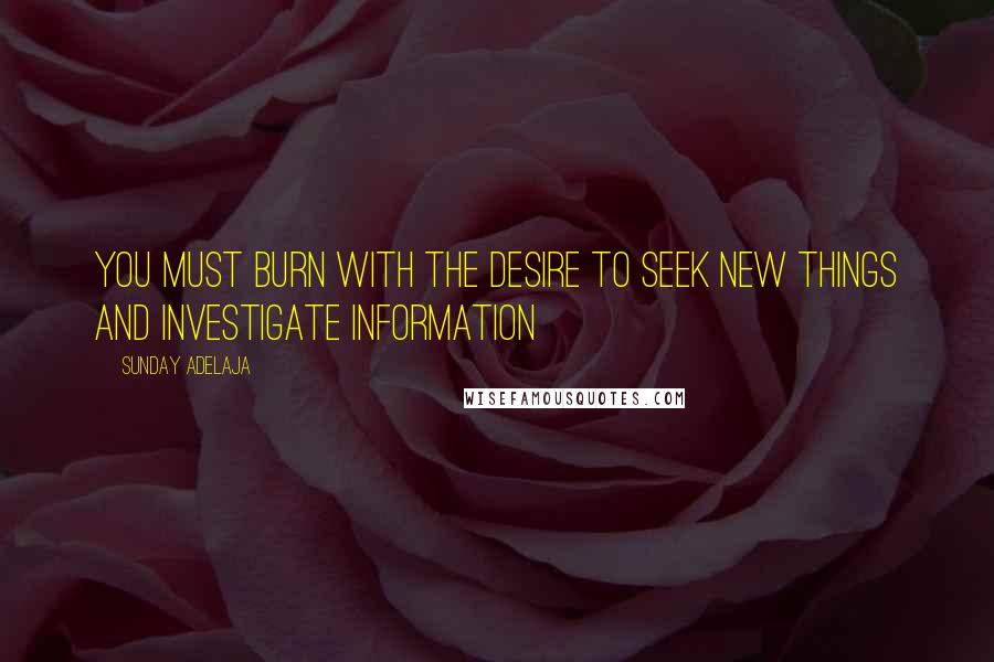 Sunday Adelaja Quotes: You must burn with the desire to seek new things and investigate information