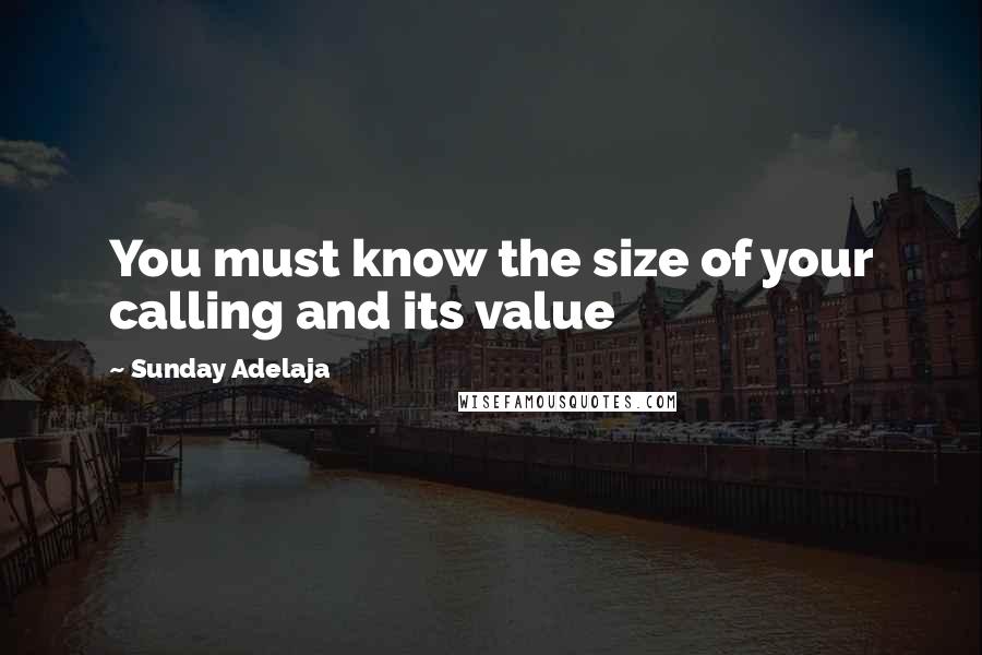 Sunday Adelaja Quotes: You must know the size of your calling and its value