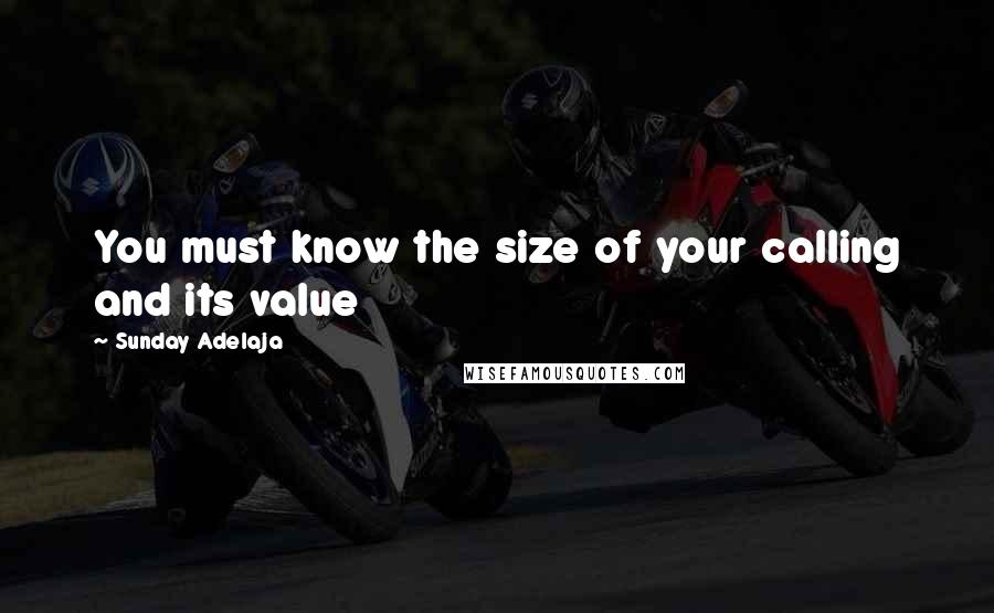 Sunday Adelaja Quotes: You must know the size of your calling and its value