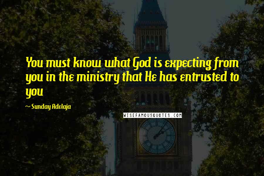 Sunday Adelaja Quotes: You must know what God is expecting from you in the ministry that He has entrusted to you