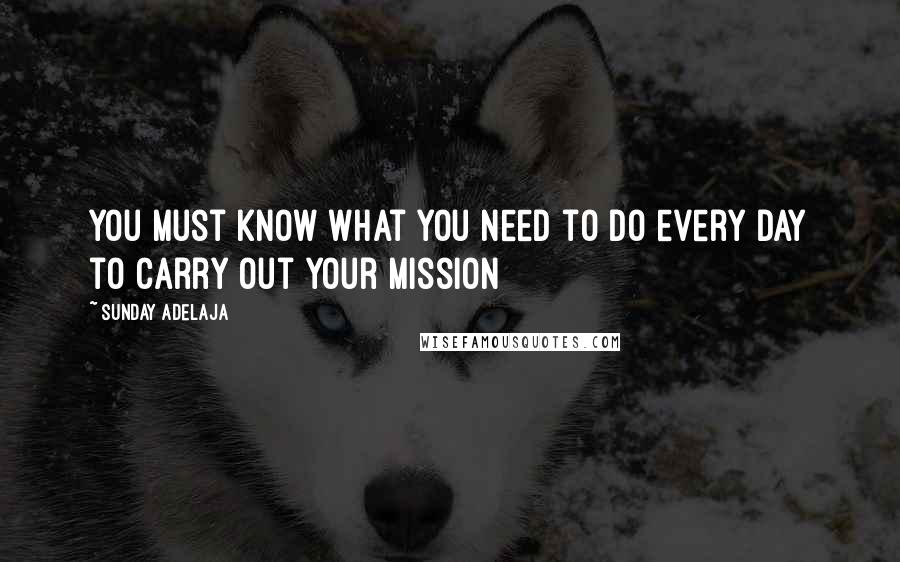 Sunday Adelaja Quotes: You must know what you need to do every day to carry out your mission